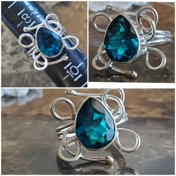 Genuine 4ct Teal Apatite Ring Size 9 - Picture 7 of 7